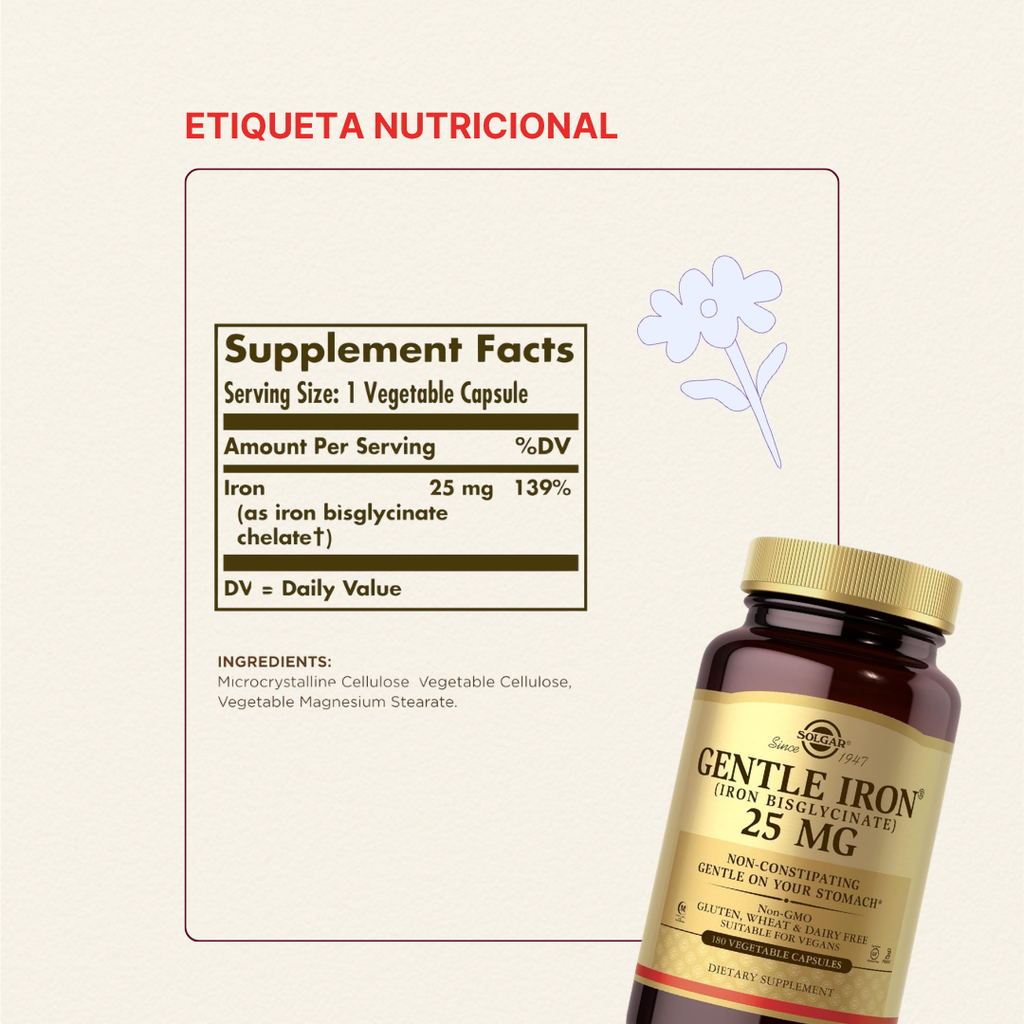 Bisglicinato de hierro (Gentle Iron) | Solgar